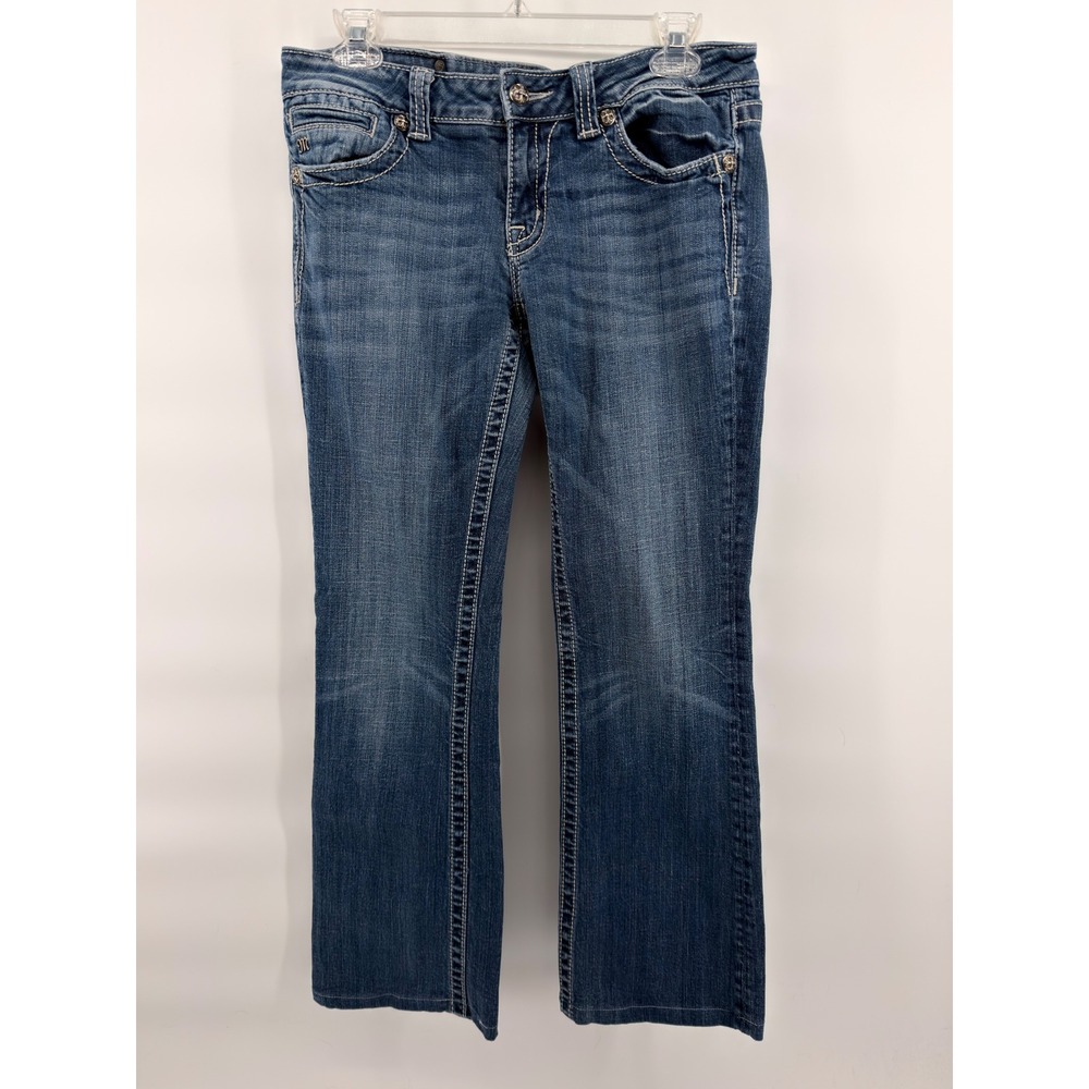 Miss Me Bootcut Jeans 30 JP5327B Fleur De Lis Embellished‎ Bling Low Rise Denim